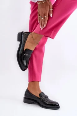 Outlet Buty damskie Vinceza Damskie Lakierowane Mokasyny Czarne Nerilaja Czarny