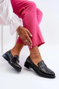 Outlet Buty damskie Vinceza Damskie Lakierowane Mokasyny Czarne Nerilaja Czarny