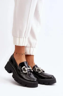 Boto Mokasyny Damskie Lakierowane|Mokasyny Na Platformie*Damskie Lakierowane Mokasyny Z Ozdobą Czarne Arsaba