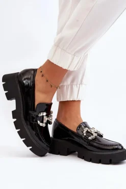 Boto Mokasyny Damskie Lakierowane|Mokasyny Na Platformie*Damskie Lakierowane Mokasyny Z Ozdobą Czarne Arsaba