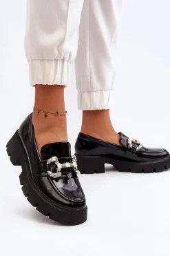 Boto Mokasyny Damskie Lakierowane|Mokasyny Na Platformie*Damskie Lakierowane Mokasyny Z Ozdobą Czarne Arsaba