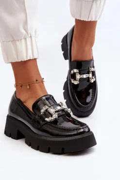 Boto Mokasyny Damskie Lakierowane|Mokasyny Na Platformie*Damskie Lakierowane Mokasyny Z Ozdobą Czarne Arsaba