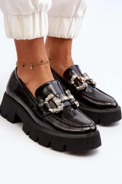 Boto Mokasyny Damskie Lakierowane|Mokasyny Na Platformie*Damskie Lakierowane Mokasyny Z Ozdobą Czarne Arsaba