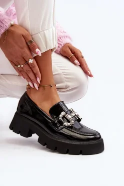 Boto Mokasyny Damskie Lakierowane|Mokasyny Na Platformie*Damskie Lakierowane Mokasyny Z Ozdobą Czarne Arsaba