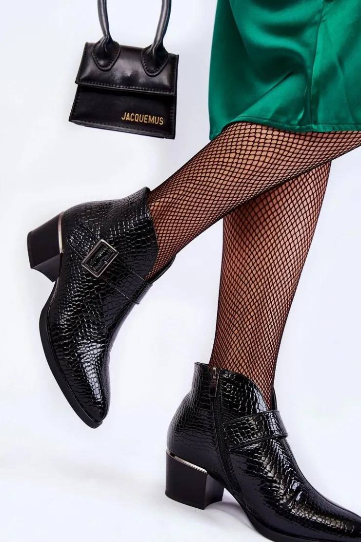 Damskie Buty damskie Vinceza Damskie Lakierowane Ocieplane Botki Czarne Hege