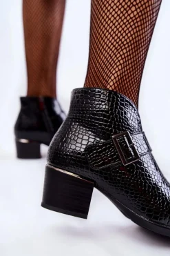 Damskie Buty damskie Vinceza Damskie Lakierowane Ocieplane Botki Czarne Hege