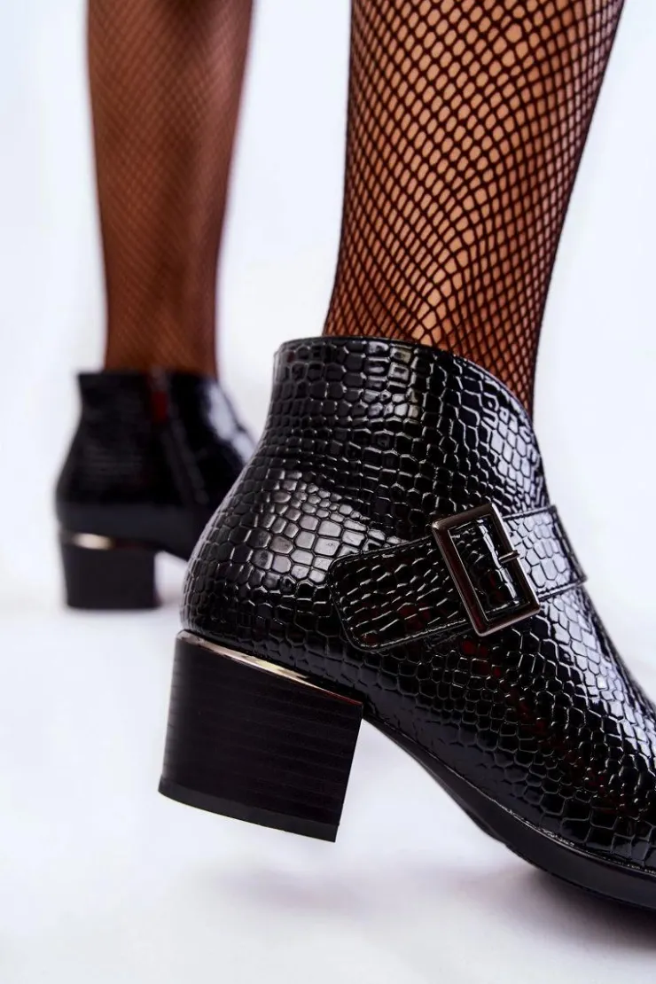 Damskie Buty damskie Vinceza Damskie Lakierowane Ocieplane Botki Czarne Hege