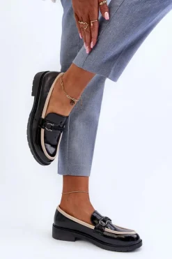 Damskie buty S.Barski Mokasyny Damskie Lakierowane*Damskie Lakierowane Półbuty Mokasyny S.Barski HY336A Czarne