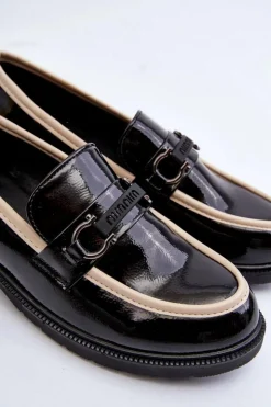 Damskie buty S.Barski Mokasyny Damskie Lakierowane*Damskie Lakierowane Półbuty Mokasyny S.Barski HY336A Czarne