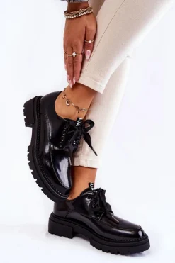 New Boto Damskie Lakierowane Półbuty La.Fi 210004B-NL Czarne