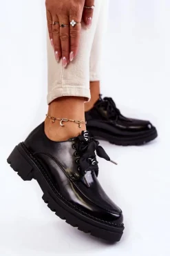 New Boto Damskie Lakierowane Półbuty La.Fi 210004B-NL Czarne