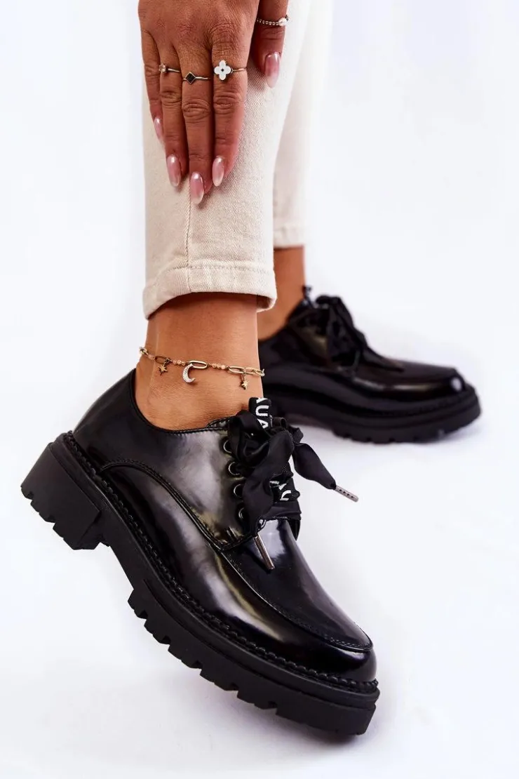 New Boto Damskie Lakierowane Półbuty La.Fi 210004B-NL Czarne