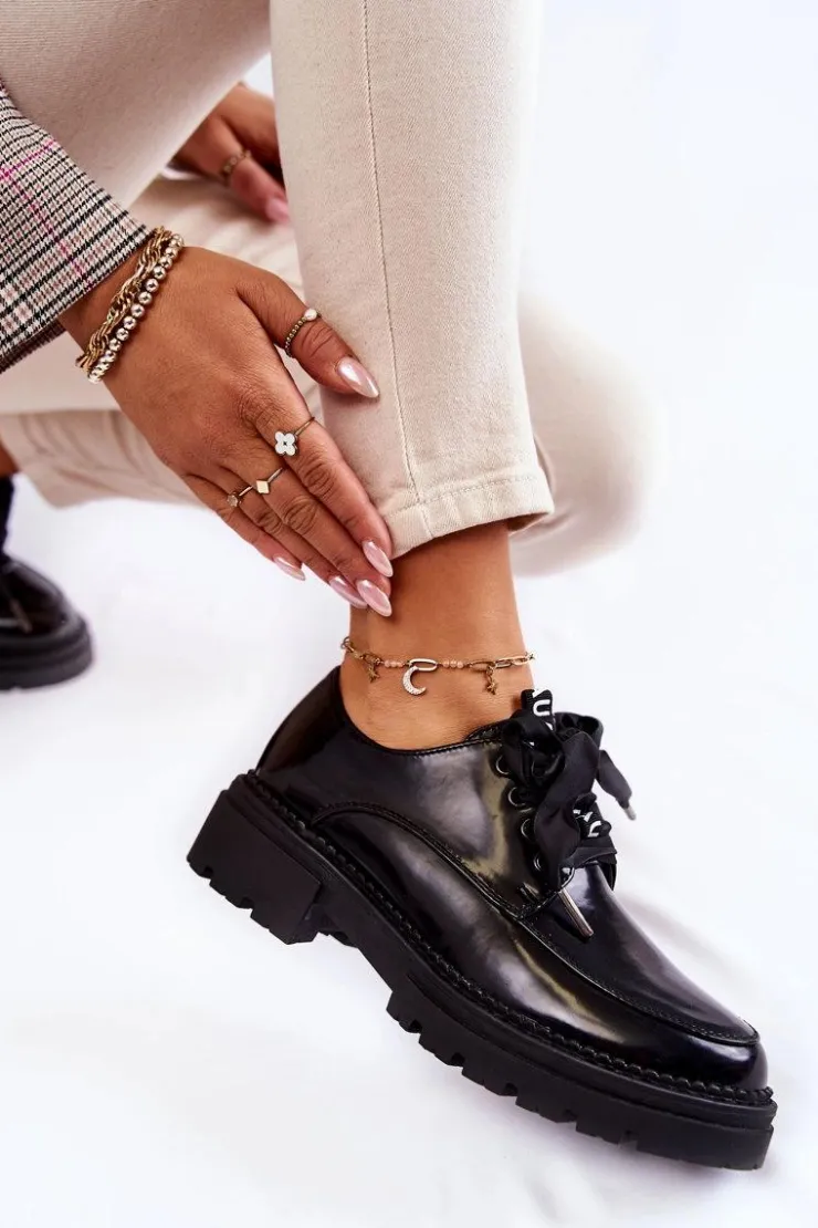 New Boto Damskie Lakierowane Półbuty La.Fi 210004B-NL Czarne