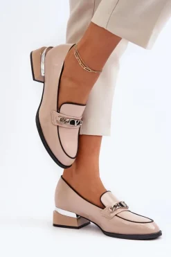 Buty damskie Vinceza Półbuty Lakierowane|Półbuty Skórzane*Damskie Lakierowane Półbuty Na Niskim Obcasie Beżowe Albreide