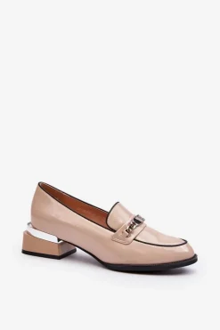 Buty damskie Vinceza Półbuty Lakierowane|Półbuty Skórzane*Damskie Lakierowane Półbuty Na Niskim Obcasie Beżowe Albreide