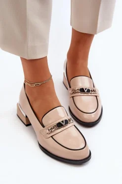Buty damskie Vinceza Półbuty Lakierowane|Półbuty Skórzane*Damskie Lakierowane Półbuty Na Niskim Obcasie Beżowe Albreide