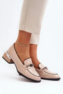 Buty damskie Vinceza Półbuty Lakierowane|Półbuty Skórzane*Damskie Lakierowane Półbuty Na Niskim Obcasie Beżowe Albreide
