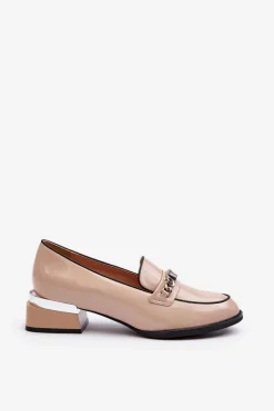 Buty damskie Vinceza Półbuty Lakierowane|Półbuty Skórzane*Damskie Lakierowane Półbuty Na Niskim Obcasie Beżowe Albreide