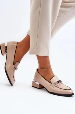 Buty damskie Vinceza Półbuty Lakierowane|Półbuty Skórzane*Damskie Lakierowane Półbuty Na Niskim Obcasie Beżowe Albreide