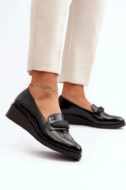 Damskie Buty damskie Vinceza Damskie Lakierowane Półbuty Loafery Czarne Polike