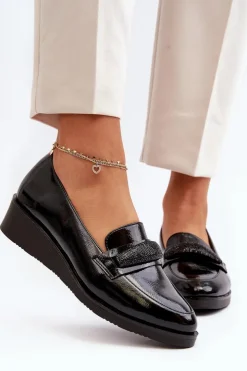 Damskie Buty damskie Vinceza Damskie Lakierowane Półbuty Loafery Czarne Polike