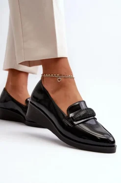 Damskie Buty damskie Vinceza Damskie Lakierowane Półbuty Loafery Czarne Polike