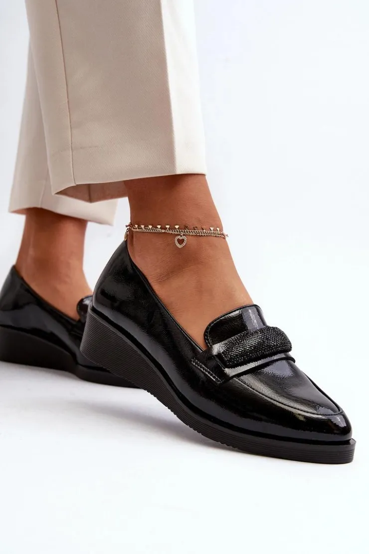 Damskie Buty damskie Vinceza Damskie Lakierowane Półbuty Loafery Czarne Polike