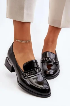 Discount Buty damskie Vinceza Damskie Lakierowane Półbuty Na Niskim Obcasie Czarne Albreide