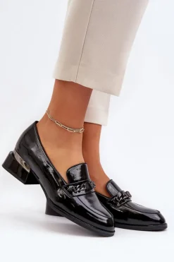 Discount Buty damskie Vinceza Damskie Lakierowane Półbuty Na Niskim Obcasie Czarne Albreide