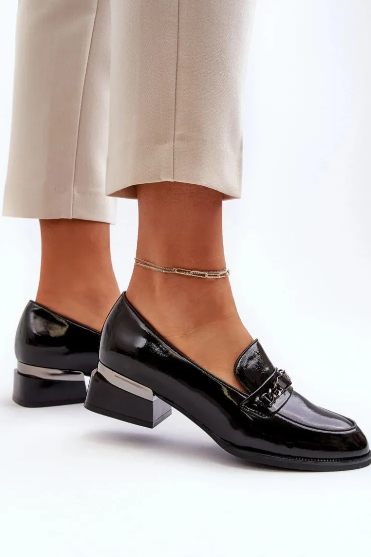 Discount Buty damskie Vinceza Damskie Lakierowane Półbuty Na Niskim Obcasie Czarne Albreide