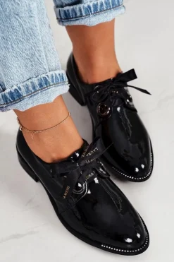 Laura Messi Półbuty Lakierowane|Półbuty Skórzane*Damskie Lakierowane Półbuty 2044 Czarne