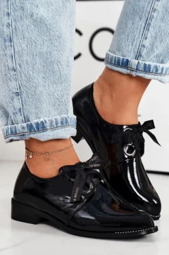 Laura Messi Półbuty Lakierowane|Półbuty Skórzane*Damskie Lakierowane Półbuty 2044 Czarne