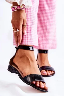 Damskie Boto Damskie Lakierowane Sandałki Czarne Shanley