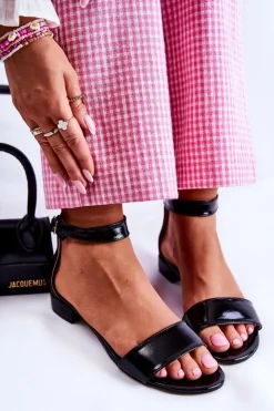 Damskie Boto Damskie Lakierowane Sandałki Czarne Shanley