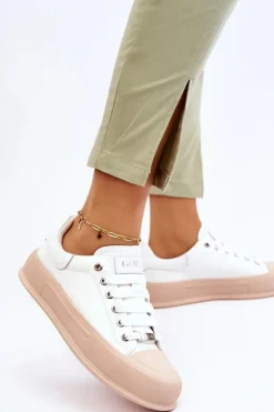 Damskie GOE Damskie Lakierowane Trampki Na Platformie LL2N4020 Białe