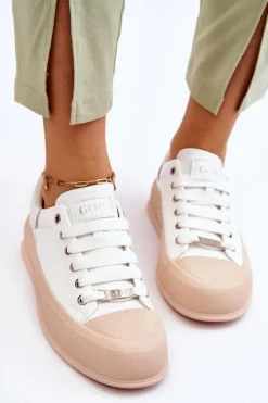 Damskie GOE Damskie Lakierowane Trampki Na Platformie LL2N4020 Białe