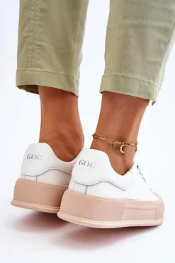 Damskie GOE Damskie Lakierowane Trampki Na Platformie LL2N4020 Białe