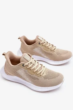 Big Star Shoes Buty Sportowe Big Star|Sneakersy Damskie*Damskie Lekkie Buty Sportowe Memory Foam System Big Star LL274294 Beżowe