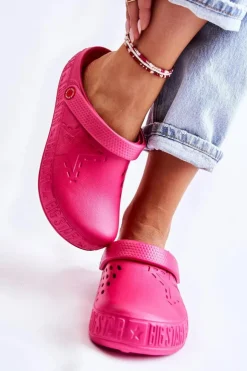 Discount Big Star Shoes Damskie Lekkie Klapki Big Star II275007 Fuksja Różowy