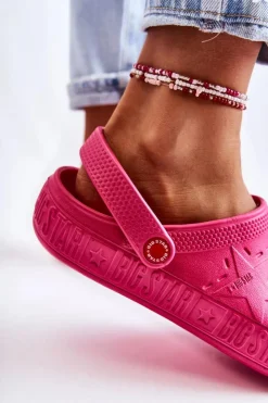 Discount Big Star Shoes Damskie Lekkie Klapki Big Star II275007 Fuksja Różowy