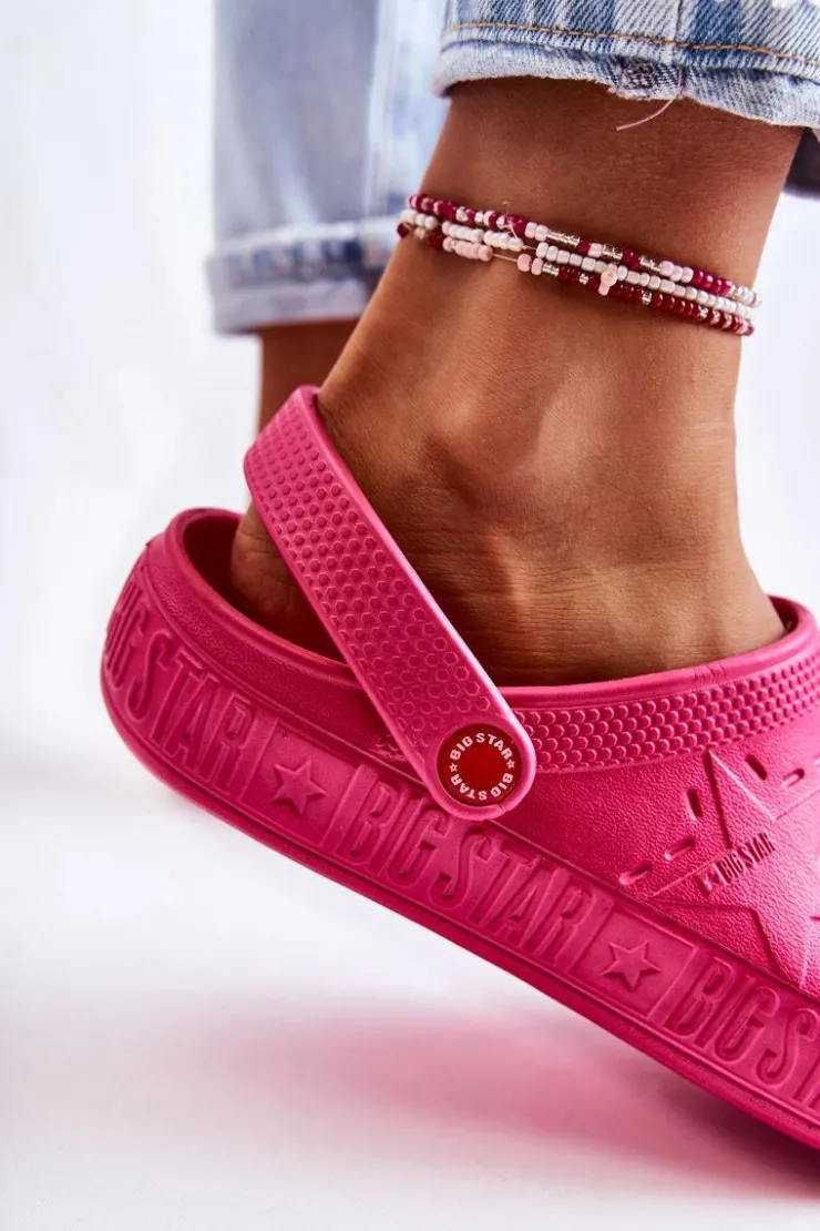 Discount Big Star Shoes Damskie Lekkie Klapki Big Star II275007 Fuksja Różowy