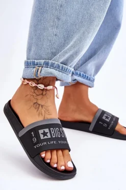 Damskie Big Star Shoes Damskie Lekkie Klapki Big Star LL274732 Czarne