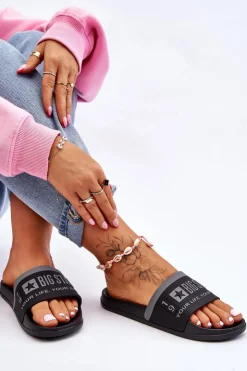 Damskie Big Star Shoes Damskie Lekkie Klapki Big Star LL274732 Czarne