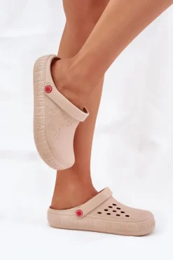 Big Star Shoes Damskie Lekkie Klapki Big Star II275012 Beżowe Beżowy