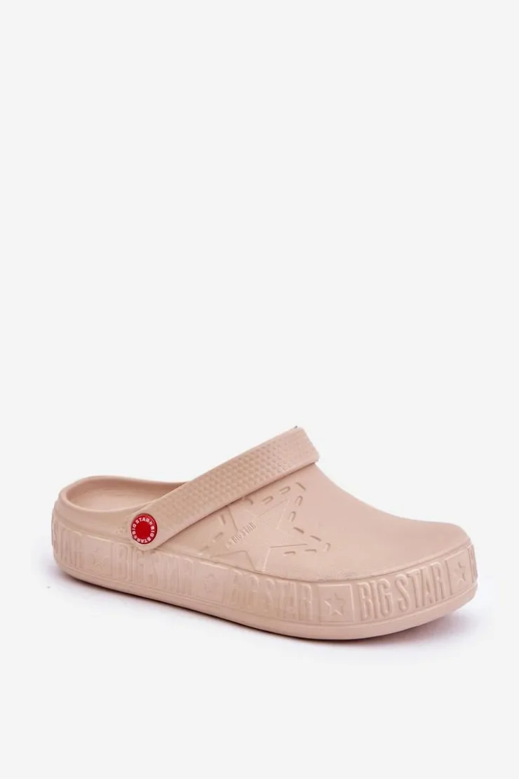 Big Star Shoes Damskie Lekkie Klapki Big Star II275012 Beżowe Beżowy