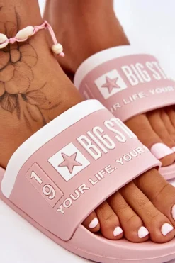 Big Star Shoes Klapki Sportowe|Klapki Damskie Big Star*Damskie Lekkie Klapki Big Star LL274730 Jasnoróżowe