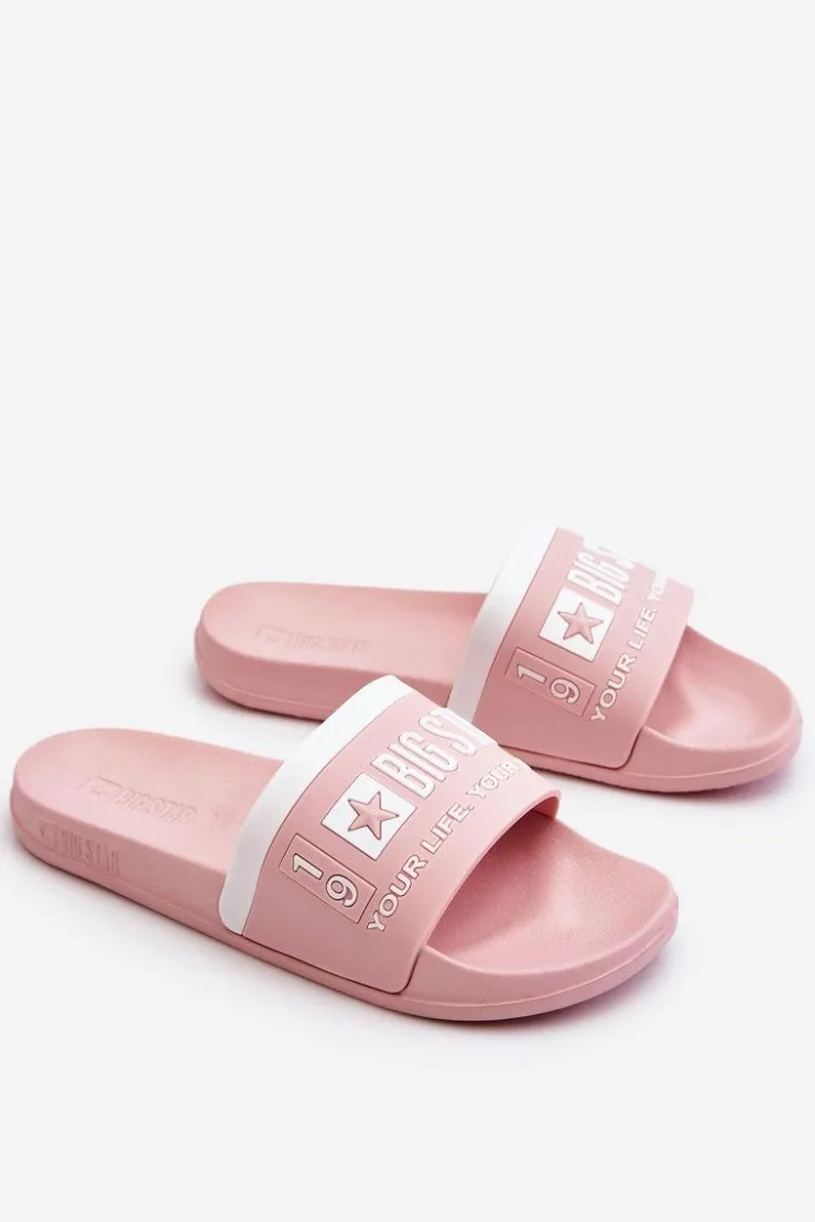 Big Star Shoes Klapki Sportowe|Klapki Damskie Big Star*Damskie Lekkie Klapki Big Star LL274730 Jasnoróżowe