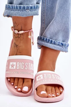 Big Star Shoes Klapki Sportowe|Klapki Damskie Big Star*Damskie Lekkie Klapki Big Star LL274730 Jasnoróżowe