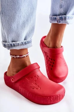 Big Star Shoes Klapki Damskie Klasyczne*Damskie Lekkie Klapki Big Star II275004 Czerwone