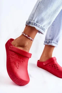 Big Star Shoes Klapki Damskie Klasyczne*Damskie Lekkie Klapki Big Star II275004 Czerwone